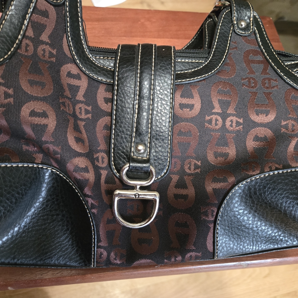 Etienne Aigner Black and Brown Shoulder Bag Y2K Style